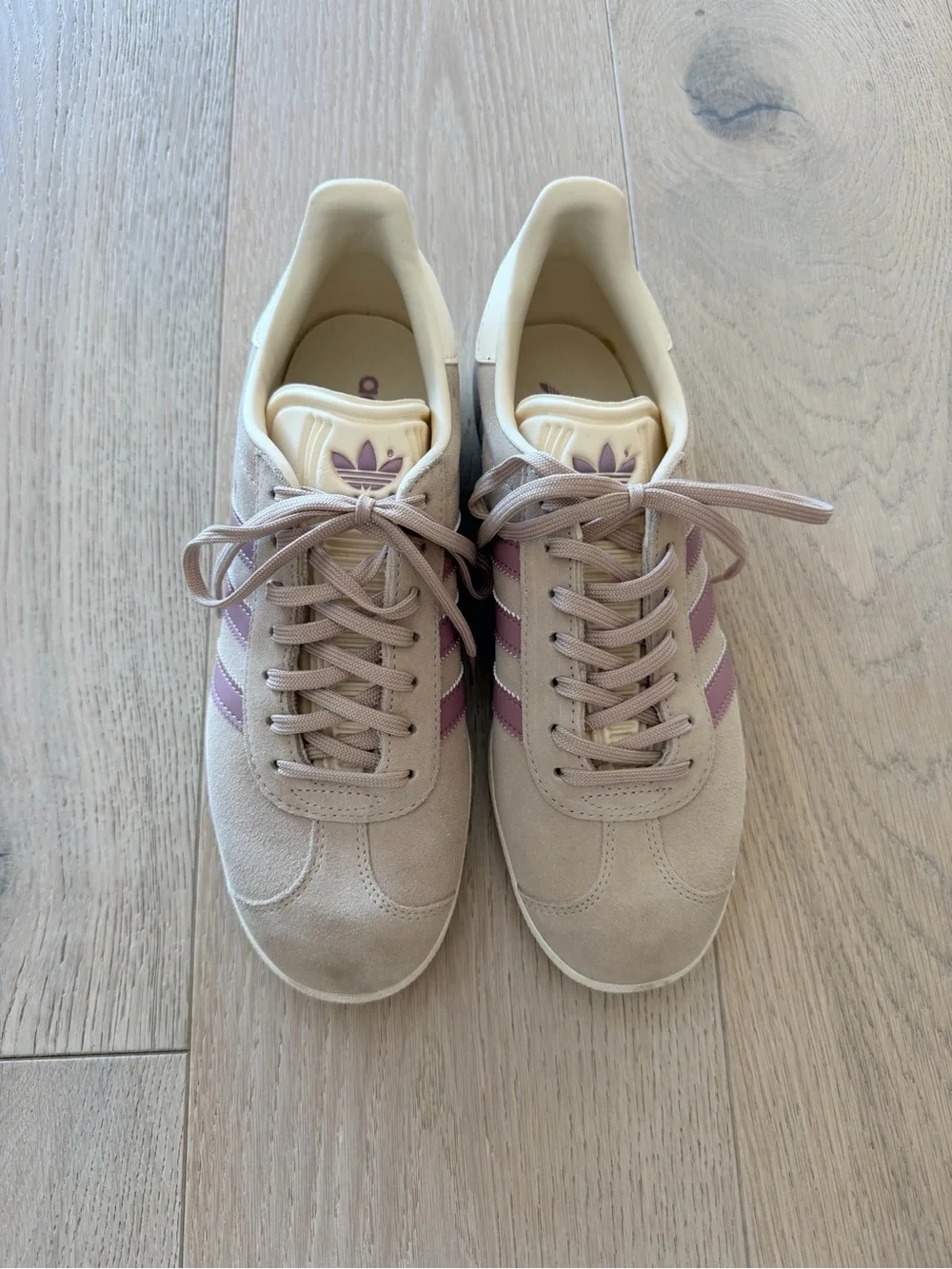 adidas Gazelle Women's Sneakers in Taupe with Lavender Stripes